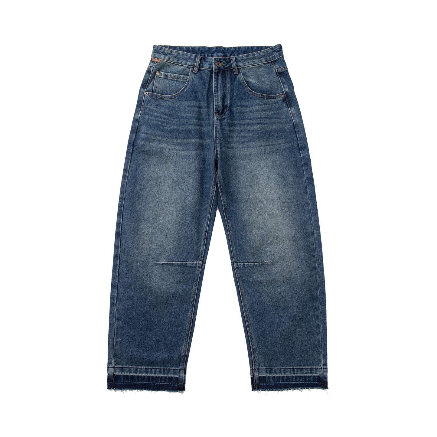 Denim Pants Men's Loose Cuff Tapered Jeans with Catwhisker Wash Casual Long Pants